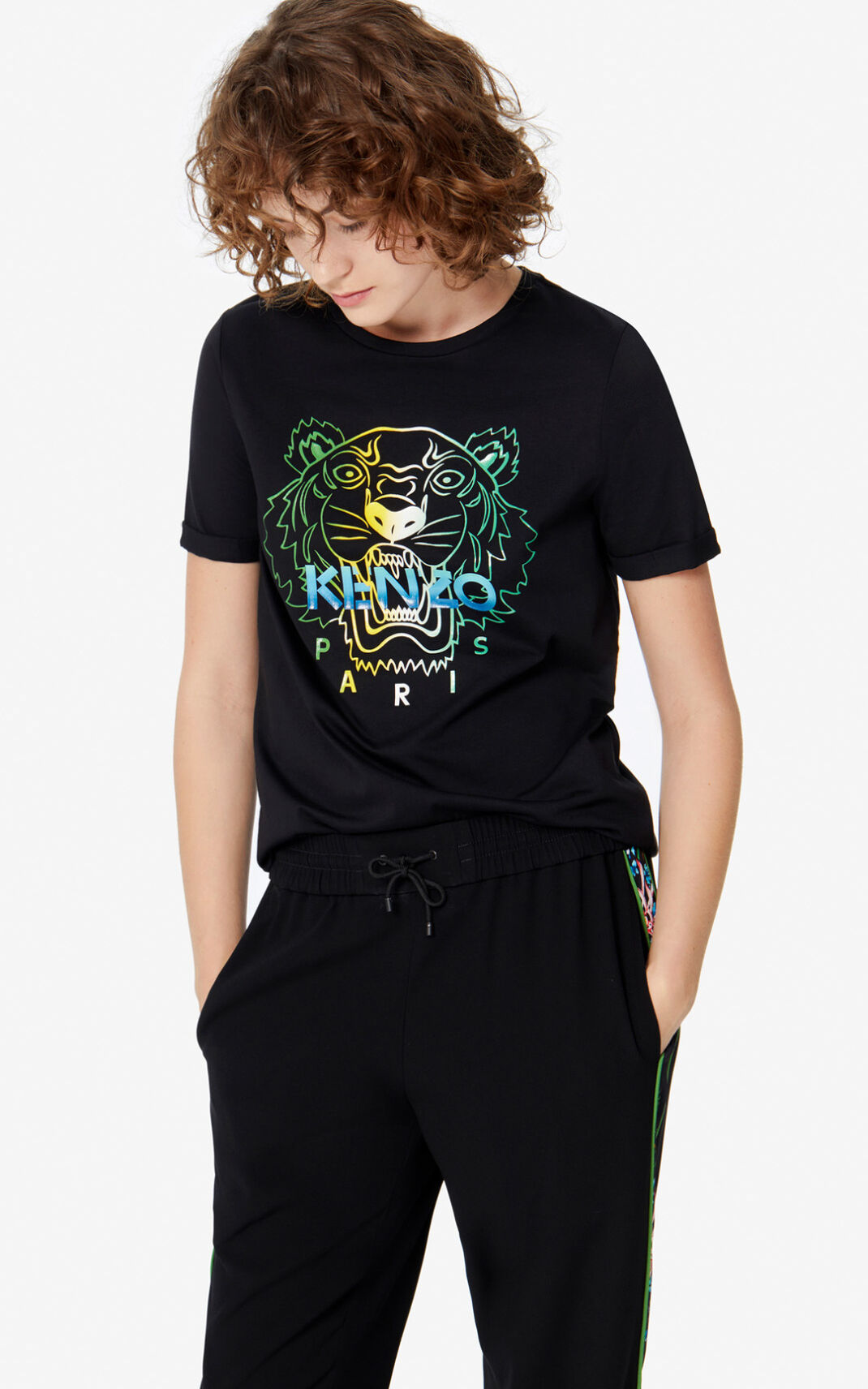 Kenzo Wet Tiger Camisetas Mujer Negras | 2310967-MN